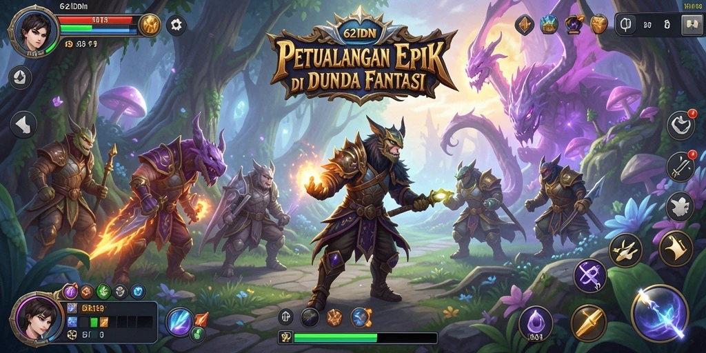 Tampilan screenshot dari karakter bertempur di dunia fantasi 62IDN.