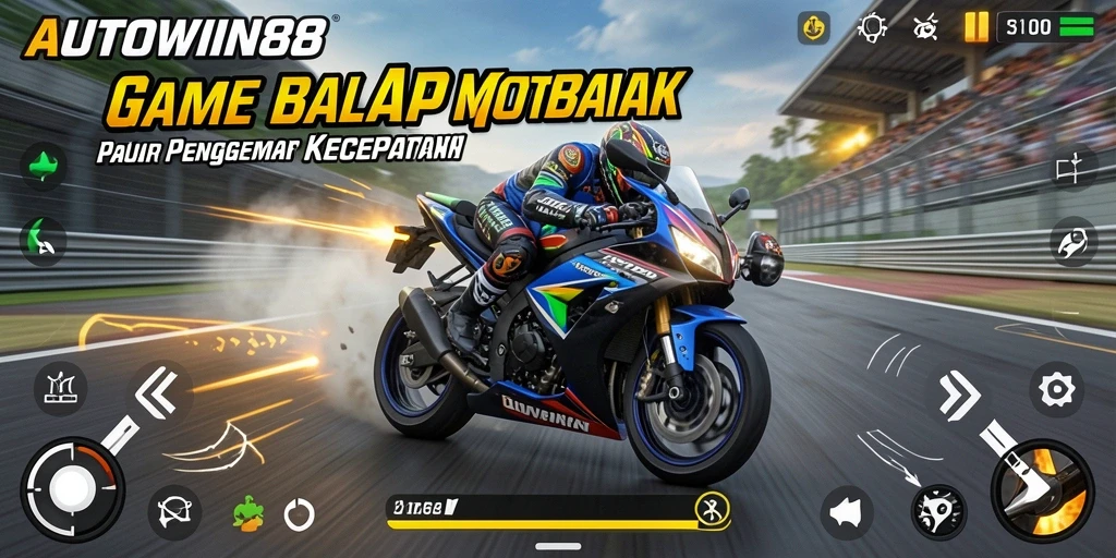 Gameplay mendebarkan dalam balapan motor seru.