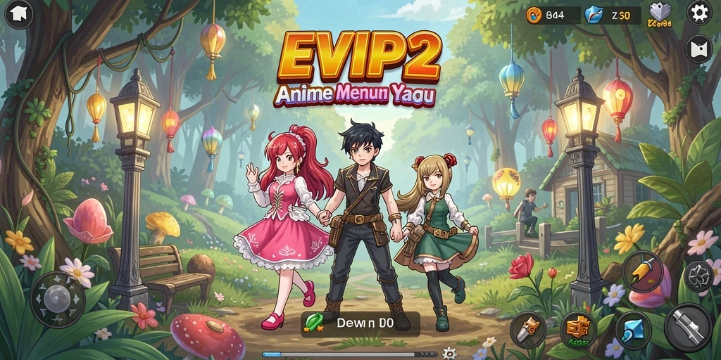 Tampilan menarik dari gameplay EVIP2 dengan karakter anime yang menawan.
