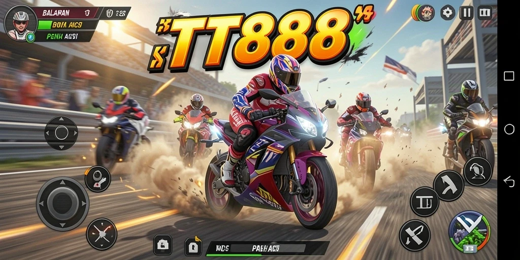 Gameplay balap motor yang seru dan mendebarkan.